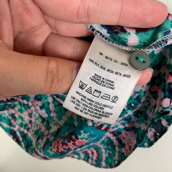 Vanessa Virginia Anthro Multicolored 100% Silk Top - Picture 3 of 5